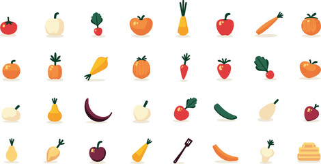Raw Food Vector Illustration with Carrots Apples and Peppers