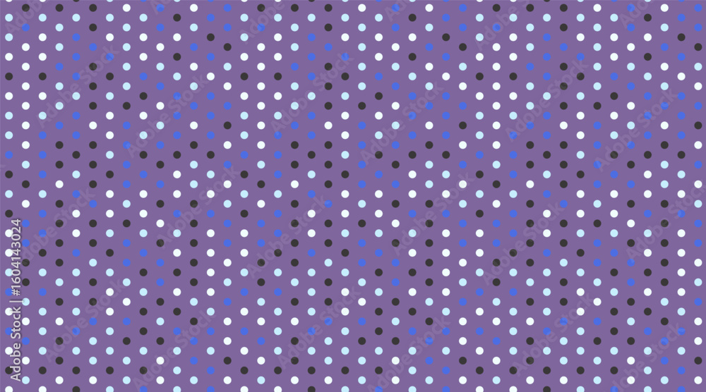 Poster abstract geometric pattern with multicolored polka dots arranged in a zigzag formation on a purple b