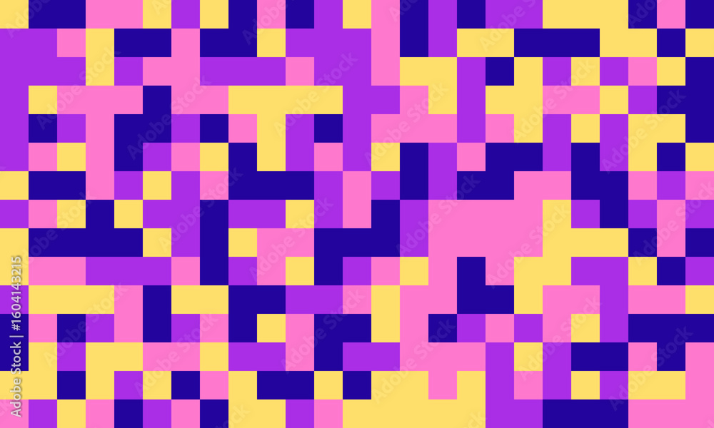 Poster abstract pixel art background. vibrant, multicolored squares create a dynamic, playful pattern perfe