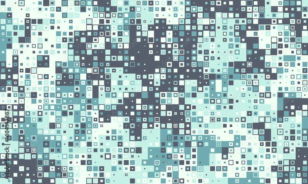 Poster abstract pixelated background. cool teal and gray squares create a dynamic, modern design. perfect f