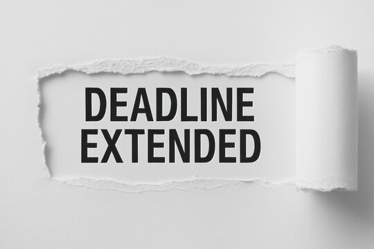 Urgent Announcement Deadline Extended for Business Submissions Modern Office Environment Visual Communication