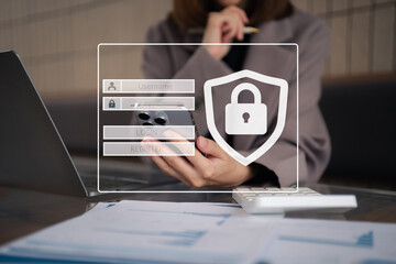 Concept of cyber security, information security and encryption, secure access to user's personal...