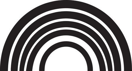 Stylized Rainbow Arc in Black Silhouette | Modern Abstract Weather Illustration Vector Format