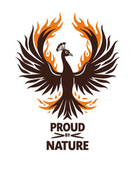 Fototapeta premium Phoenix rising with flames and inspirational text