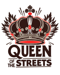 Crown with wings representing the queen of the streets