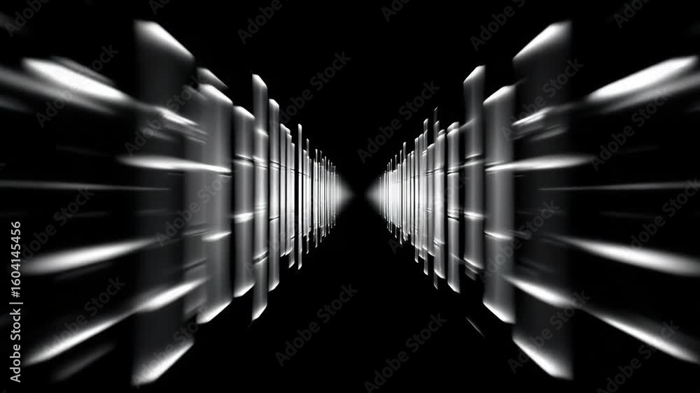 Aufkleber abstract futuristic corridor glowing white light panels creating symmetrical tunnel effect dark spac
