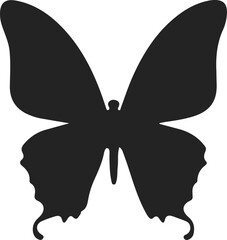 Elegant black silhouette of a butterfly with detailed wings