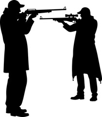 silhouette of a hunter with a deer, silhouette, vector, gun, soldier, rifle, war, illustration, people, army, weapon, military, fishing, music, hunter, woman, men, art, fisherman, fish, black, sniper,