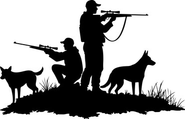 silhouette of a hunter with a deer, silhouette, vector, gun, soldier, rifle, war, illustration, people, army, weapon, military, fishing, music, hunter, woman, men, art, fisherman, fish, black, sniper,