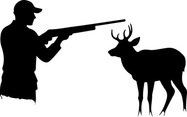 silhouette of a hunter with a deer, silhouette, vector, gun, soldier, rifle, war, illustration, people, army, weapon, military, fishing, music, hunter, woman, men, art, fisherman, fish, black, sniper,