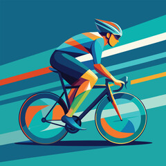 Fototapeta premium Vibrant Illustration of a Cyclist in Action