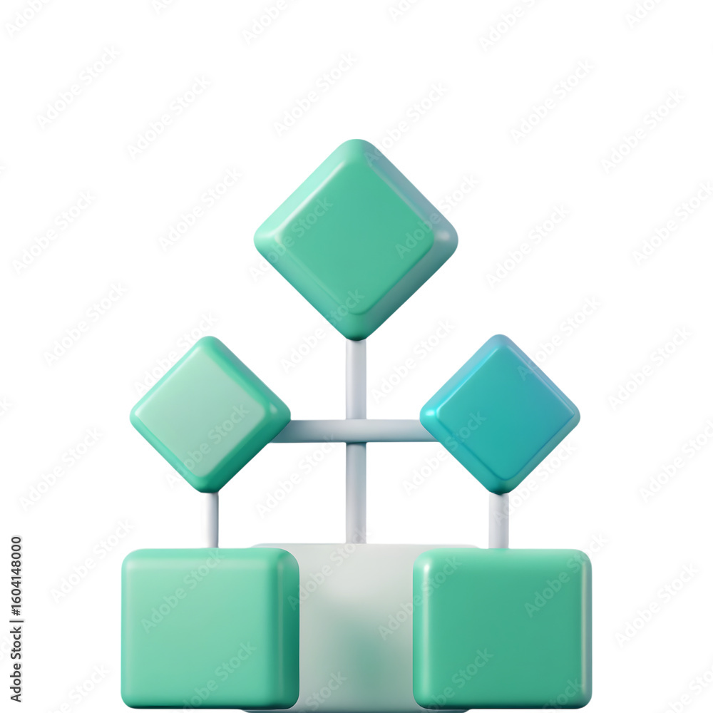 Aufkleber abstract geometric structure with teal and white cubes isolated on transparent background