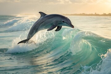 Obraz premium two dolphins jumping