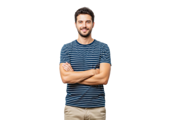 handsome young man crossed arms isolated on white