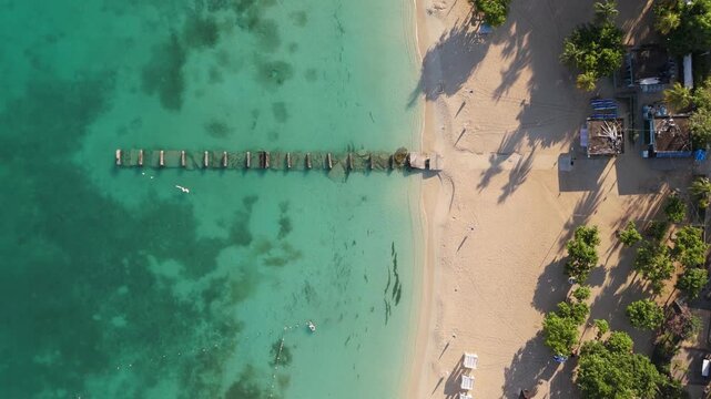 Amazing Beach View From Over Head Drone In Jamaica