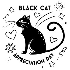 BLACK CAT APPRECIATION DAY vector illustration