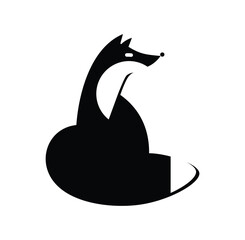 Fox black silhouette. Modern Fox logo, emblem, icon, label. Vector illustration isolated on white background.