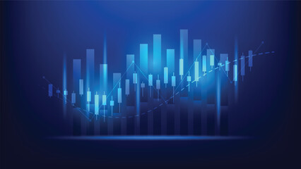 finance and business background. stock candlesticks graph and bar chart