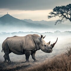 Fototapeta premium rhino in the sun