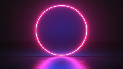 Fototapeta premium Neon circle glow abstract background