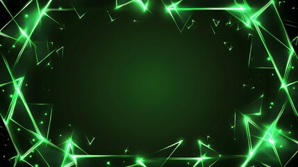 Abstract glowing green triangle frame