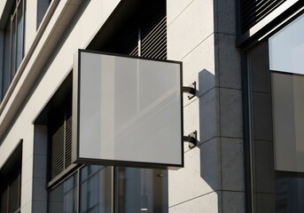 Blank Square Sign on Modern Building Exterior