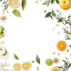 Fresh fruit and leaves frame