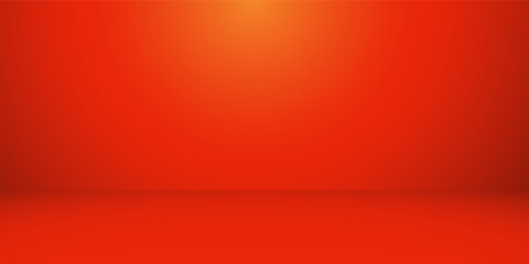 An alluring red studio backdrop features a radiant glow illuminating the space, accented by minimal geometric forms creating an inviting, abstract, and visually striking scene