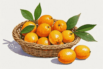 Wicker Kumquats Kumquats in a Wicker isolated watercolor vector illustration svg