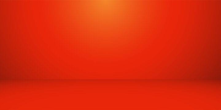 An alluring red studio backdrop features a radiant glow illuminating the space, accented by minimal geometric forms creating an inviting, abstract, and visually striking scene