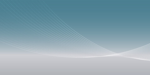 White lines gracefully curve across a calming gradient background of sky blue and light gray, creating a smooth, modern design with a peaceful and serene feel