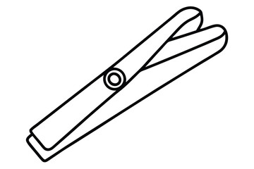 wooden clothespin line art vector illustration
