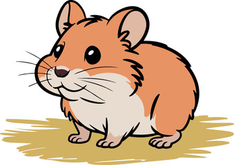 Adorable Cartoon Hamster Standing on Light Brown Ground a Charming and Playful Illustration