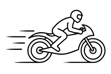 motorcycle rider line art vector illustration