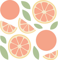 Pastel Pink Grapefruit Fruit Pattern Design.