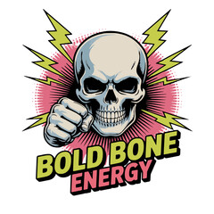 Fototapeta premium A skull with a fist raised and the words 