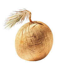 Single coconut with a frond
