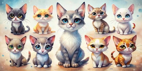 Adorable vector kittens showing different moods in playful poses.