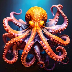 Obraz premium Mystical Octopus Mixed Media: Moody Charcoal & Pastel Textures with Dramatic Light Contrasts