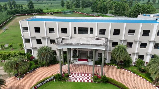 4k Aerial view of beauifull building of an school in deoband, saharanpur, Uttar Pradesh