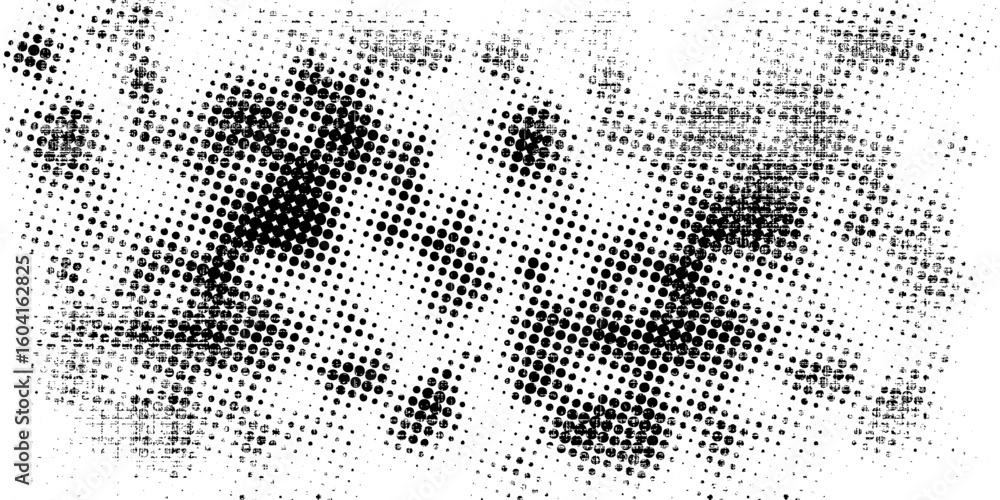 Aufkleber abstract vector torn monochrome halftone background. scrathed dotted texture element. diagonal compo