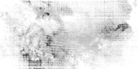 Abstract vector torn monochrome halftone background. Scrathed dotted texture element. Diagonal composition