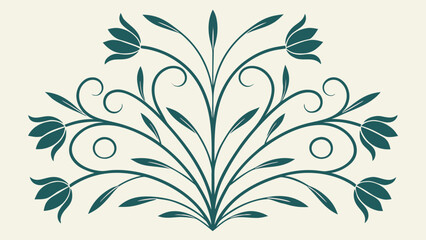 Fototapeta premium Stylized flowers with leaves and stems in a simple line drawing flat design spring flowers on white background