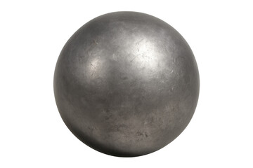 Grey metallic sphere rotating against a transparent background, serving as an ideal element for 3d renders and modern design projects