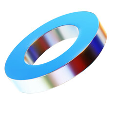 3D chrome iridescent metallic shape. Rainbow chrome object with gradient. Decorative vector primitive figure.