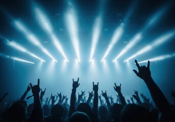 Energetic Crowd With Rock Hands