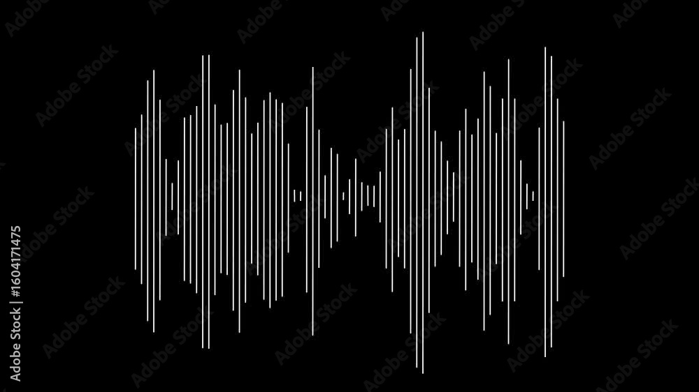 Aufkleber “minimalist white sound waveform animation on black background – audio frequency bars moving in loop