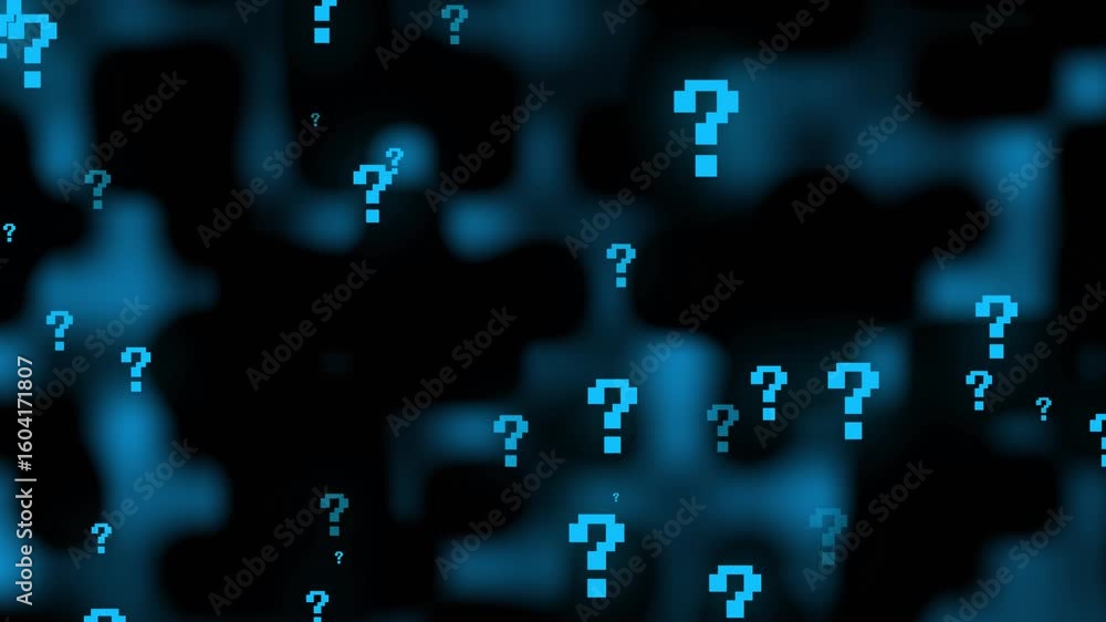Poster question mark sign flaying background. question mark background. flying through glowing red color qu
