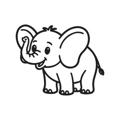 Fototapeta premium Adorable Cartoon Elephant Illustration Full Body Character with Playful Features and Simple Design for Children's Education and Entertainment