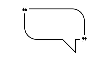 Speech text box with quotes. Message vector design, talk icon, bubble quotation balloon